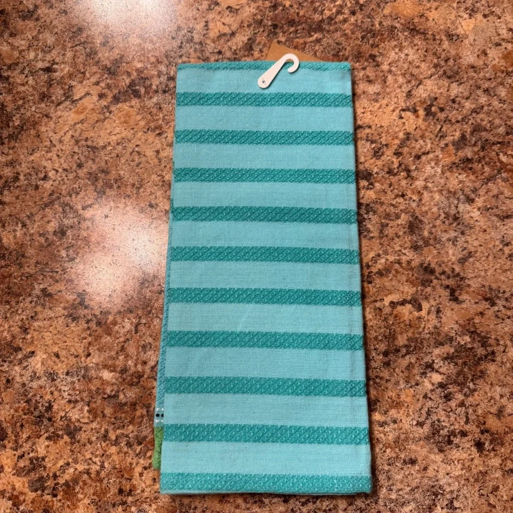 DII Aqua Blue That's What She Shed Succulent Embellished Kitchen Towel 18x28 NEW